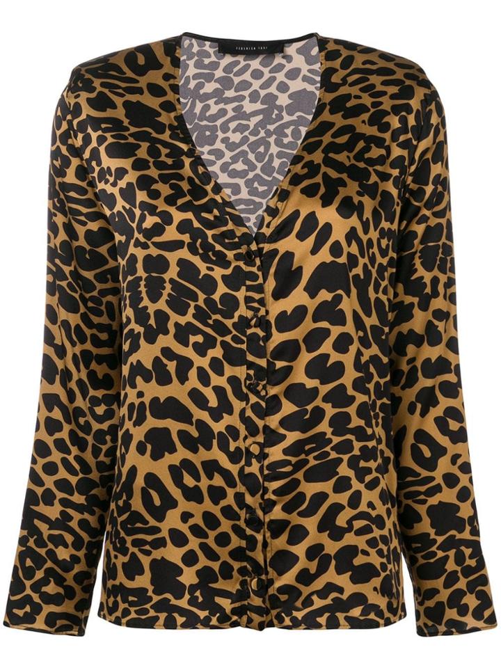 Federica Tosi Collarless Leopard Print Shirt - Brown