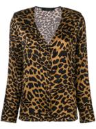 Federica Tosi Collarless Leopard Print Shirt - Brown
