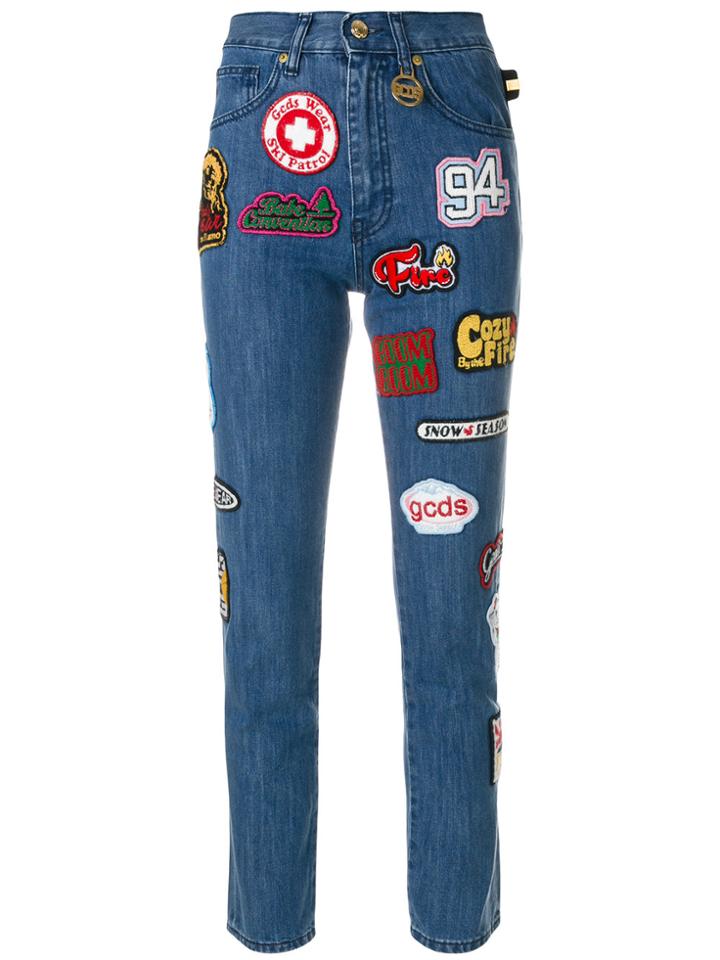 Gcds Patch Detail Skinny Jeans - Blue