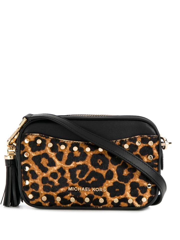 Michael Michael Kors Leopard Print Camera Bag - Black