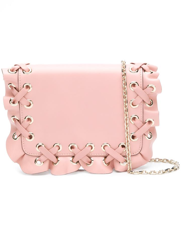 Red Valentino Woven Ruffle Cross-body Bag - Pink & Purple