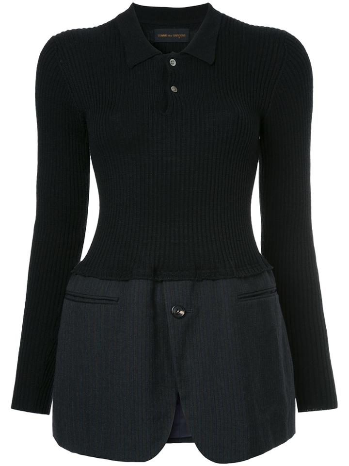 Comme Des Garçons Vintage Knitted Polo Top - Black