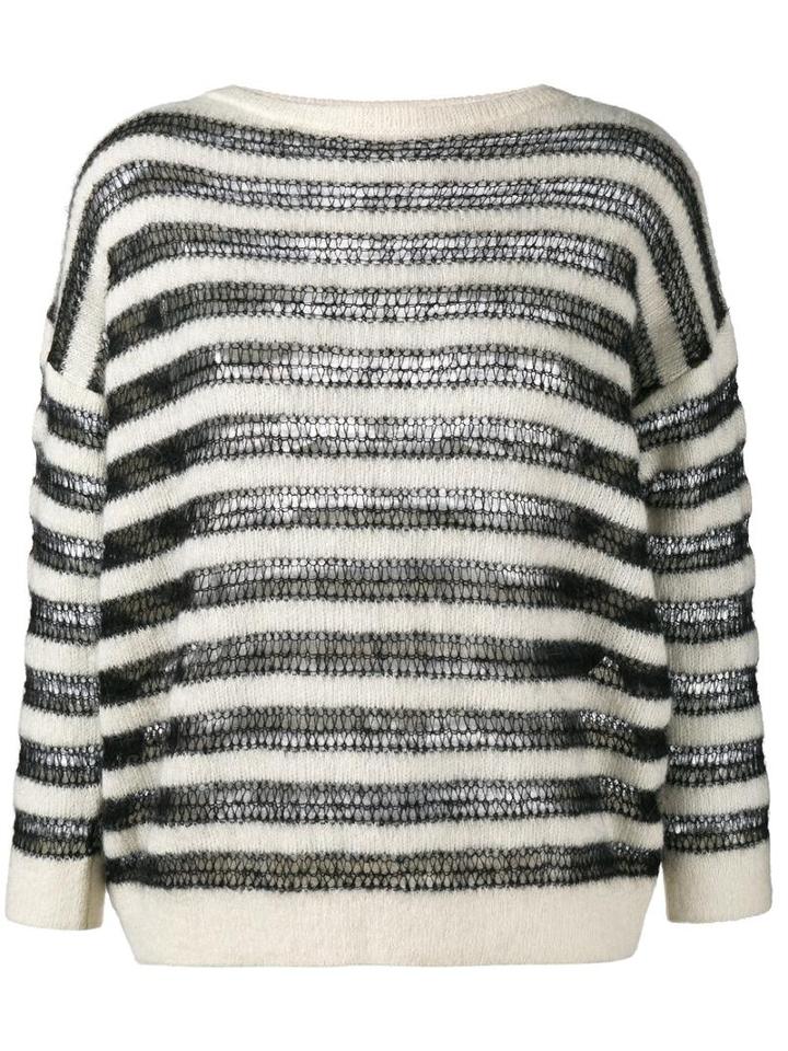 Saint Laurent Striped Mohair Jumper, Women's, Size: Xl, Black, Mohair/wool/polyamide