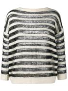 Saint Laurent Striped Mohair Jumper, Women's, Size: Xl, Black, Mohair/wool/polyamide