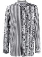 Neil Barrett Striped Floral Shirt - Black