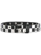 Givenchy Checkered Eyelet Stud Belt, Men's, Size: 95, Black, Calf Leather/brass
