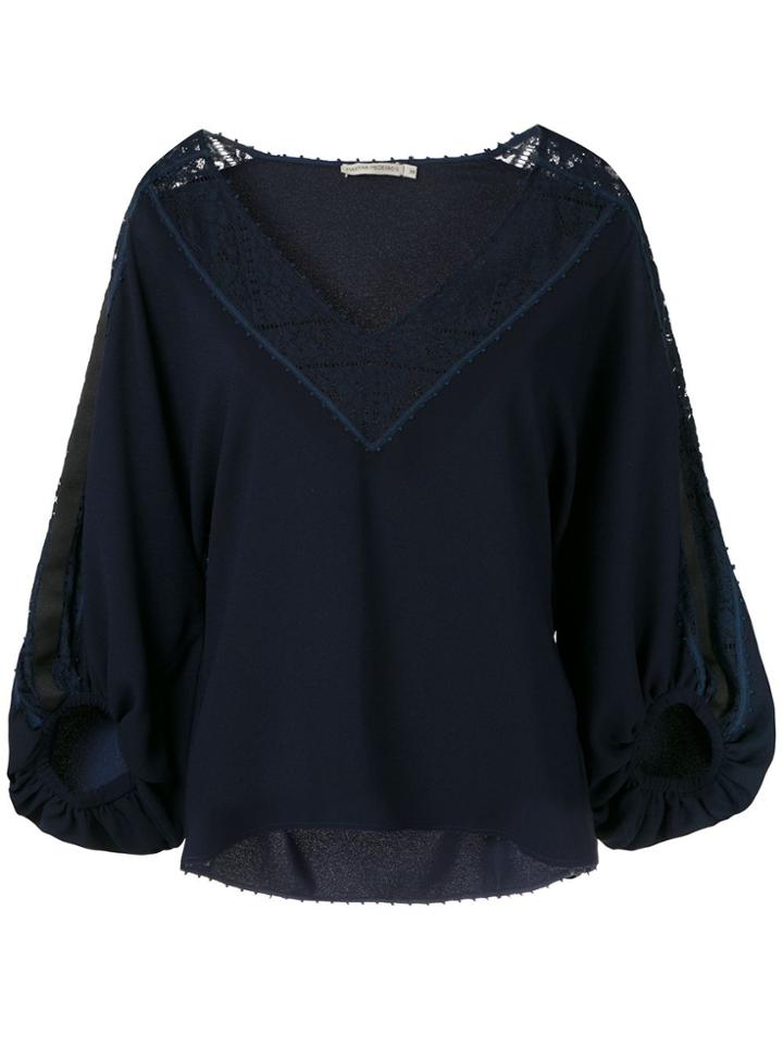 Martha Medeiros Giuliana Lace Panelled Blouse - Blue