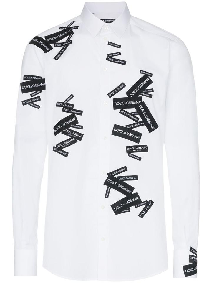 Dolce & Gabbana Logo Label Cotton Shirt - White