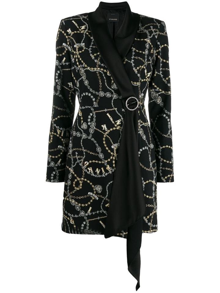 Pinko Printed Embelishment Coat - Black