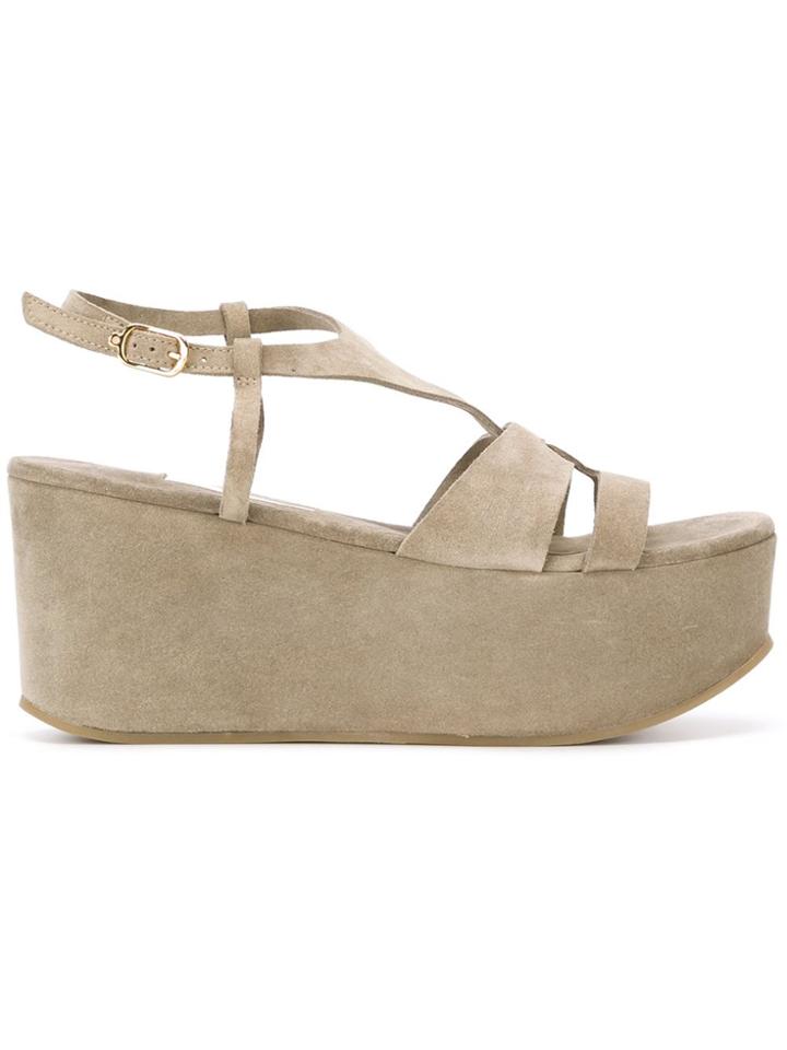 L'autre Chose Suede Wedge Sandals - Green
