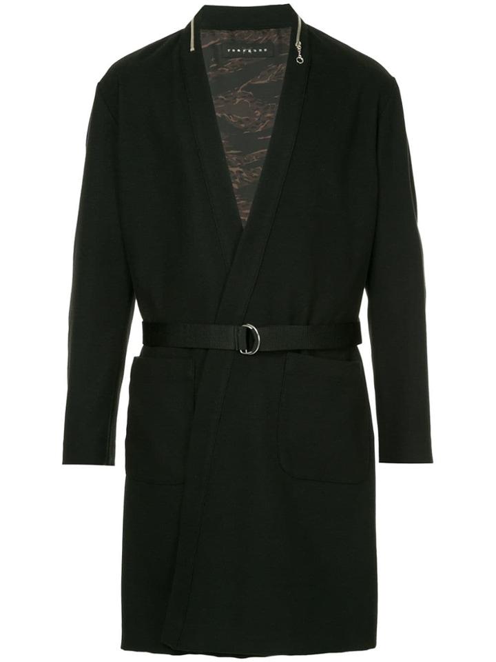 Roarguns Zipped Collar Wrap Coat - Black