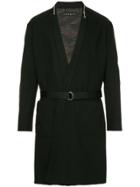 Roarguns Zipped Collar Wrap Coat - Black