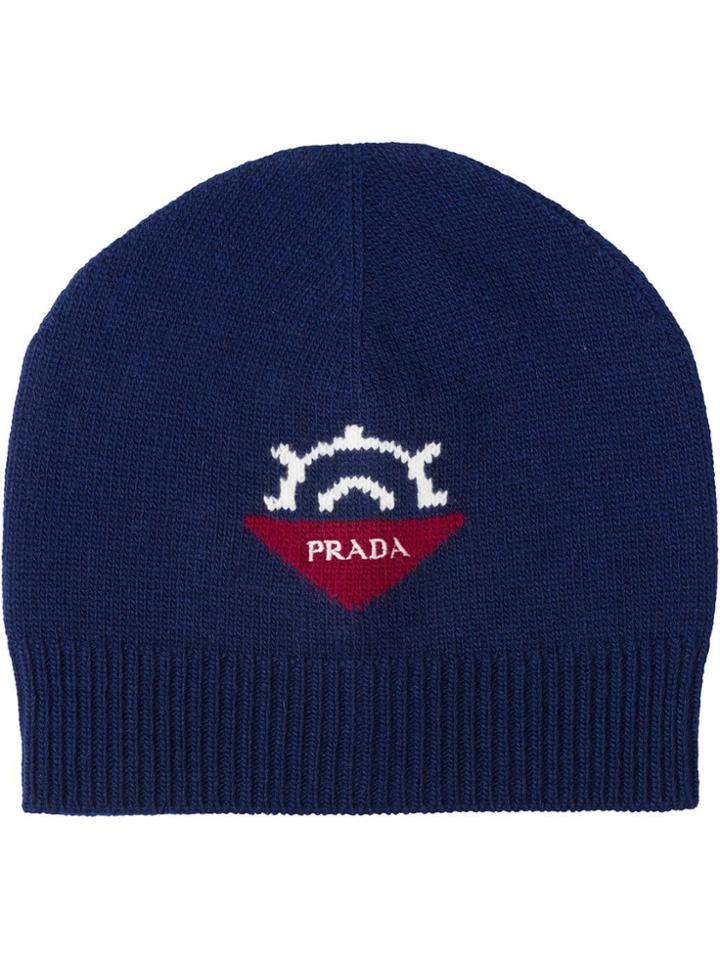 Prada Wool And Cashmere Beanie - Blue