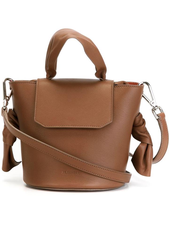 Jil Sander Mini Knot Detail Tote, Women's, Brown, Leather