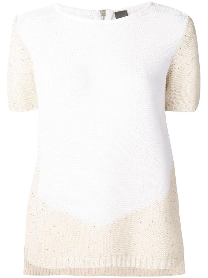 Lorena Antoniazzi Colour-block Knitted Top - White