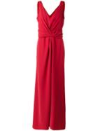 Armani Collezioni V-neck Gown, Size: 44, Red, Polyester/spandex/elastane