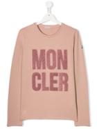 Moncler Kids Teen Embroidered Logo T-shirt - Pink