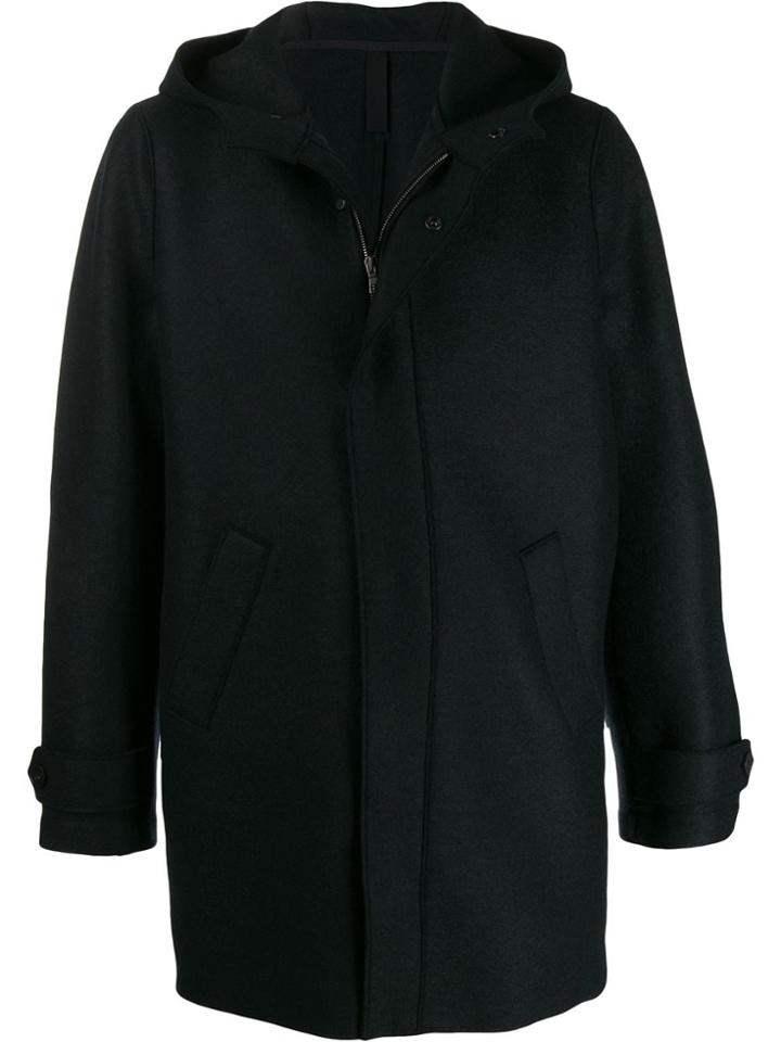 Harris Wharf London Hooded Single-breasted Coat - Blue