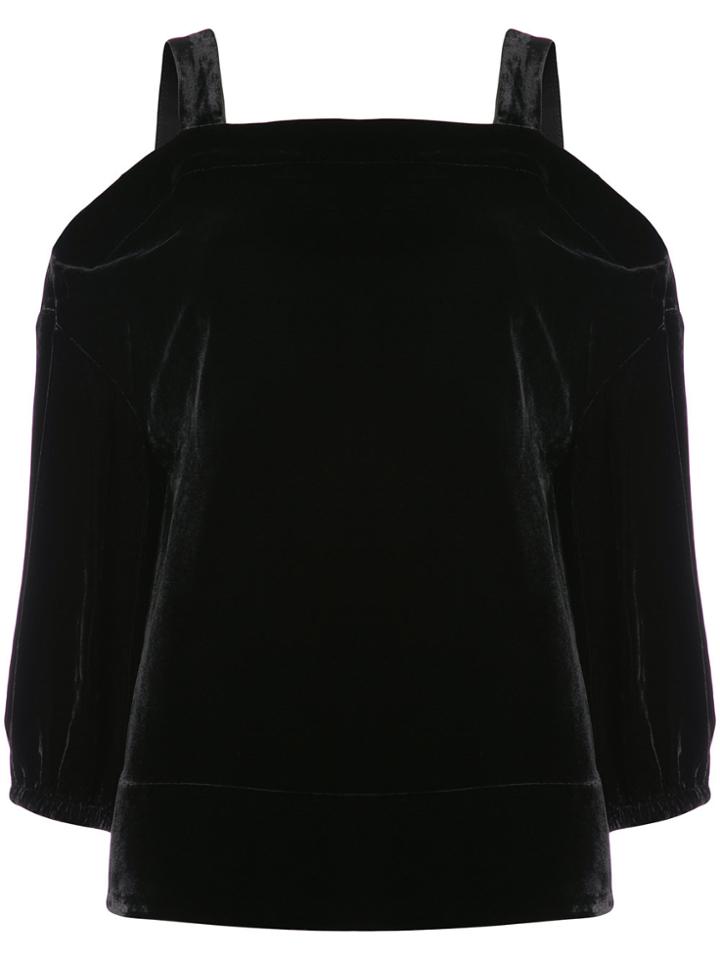Tibi Velvet Cut Out Shoulder Tunic - Black