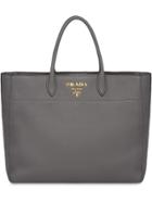 Prada Leather Tote Bag - Grey