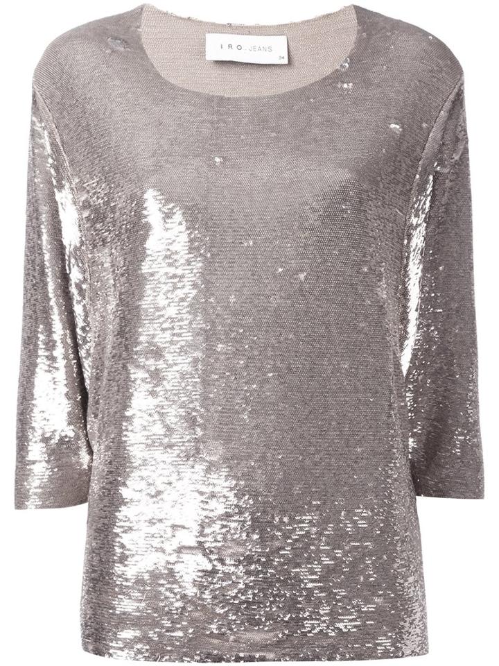 Iro Three-quarter Sleeve Sequin Top