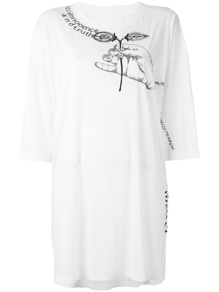 Maison Margiela - Embroidered Oversize T-shirt - Women - Cotton/polyester/ceramic - S, White, Cotton/polyester/ceramic