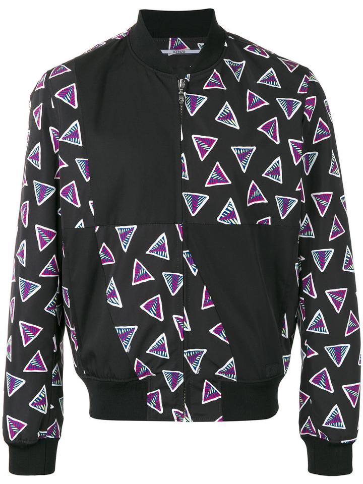 Kenzo Triangle Print Bomber Jacket, Men's, Size: Xl, Black, Acetate/polyester/polyamide/cotton