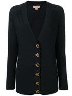 Burberry Crest Button Cashmere Cardigan - Black
