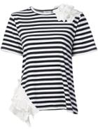 Clu Ruffled Detail Striped T-shirt - White