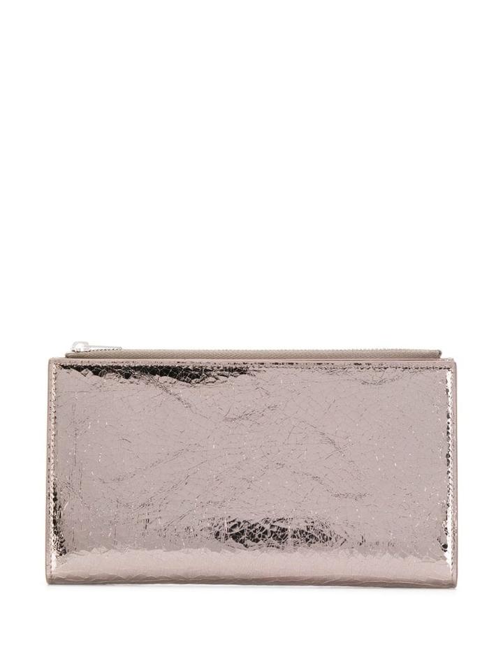 Mm6 Maison Margiela Crinkle Bi-fold Wallet - Silver