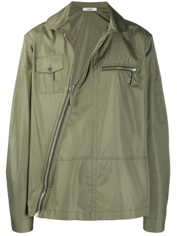 Zilver Diagonal Zip Shirt - Green