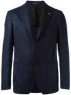 Lardini Slim Fine Checked Blazer, Men's, Size: 48, Blue, Wool