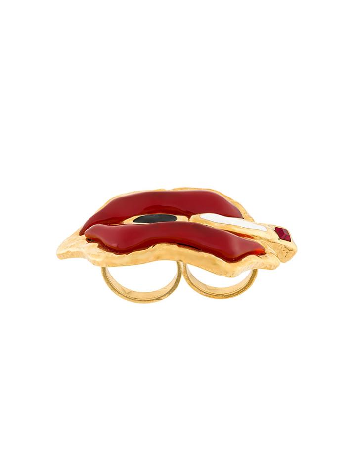 Dsquared2 Lips Double Finger Ring - Metallic