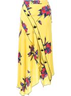 Proenza Schouler Asymmetric Floral Print Skirt - Yellow & Orange