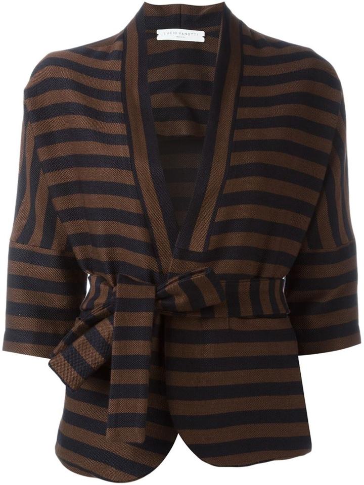 Lucio Vanotti Striped Tie Waist Jacket