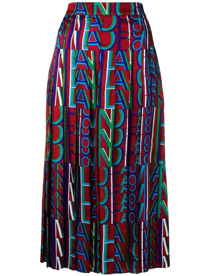 Msgm Logo Pleated Skirt - Red
