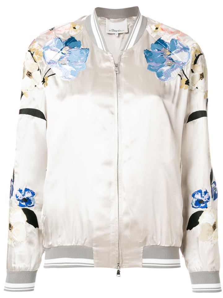 3.1 Phillip Lim Floral Bomber Jacket - Grey