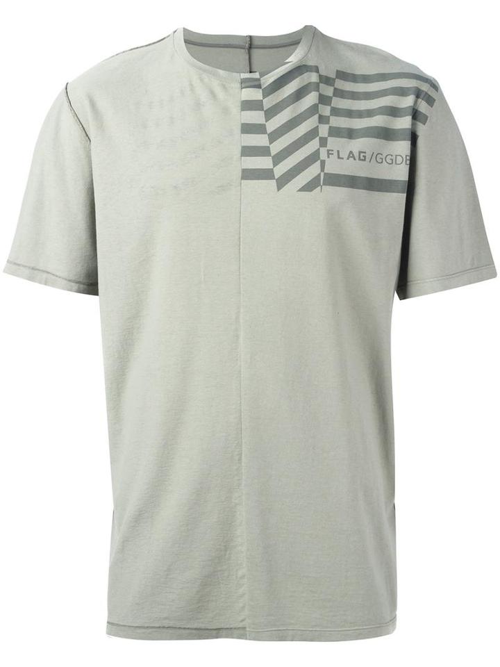 Golden Goose Deluxe Brand Ggdb Flag Print T-shirt, Men's, Size: Large, Green, Cotton