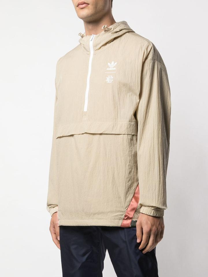 Adidas Logo Hooded Jacket - Brown