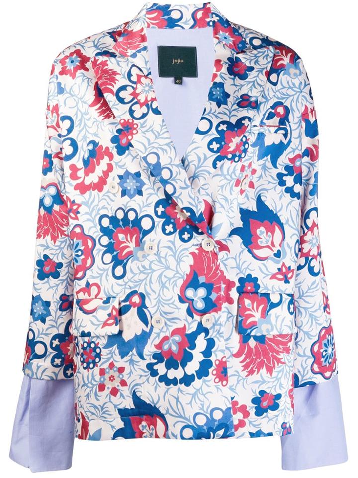 Jejia Floral Sleeve Detail Blazer - White