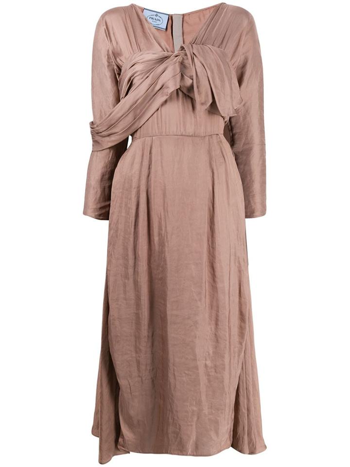 Prada Deconstructed Midi Dress - Neutrals
