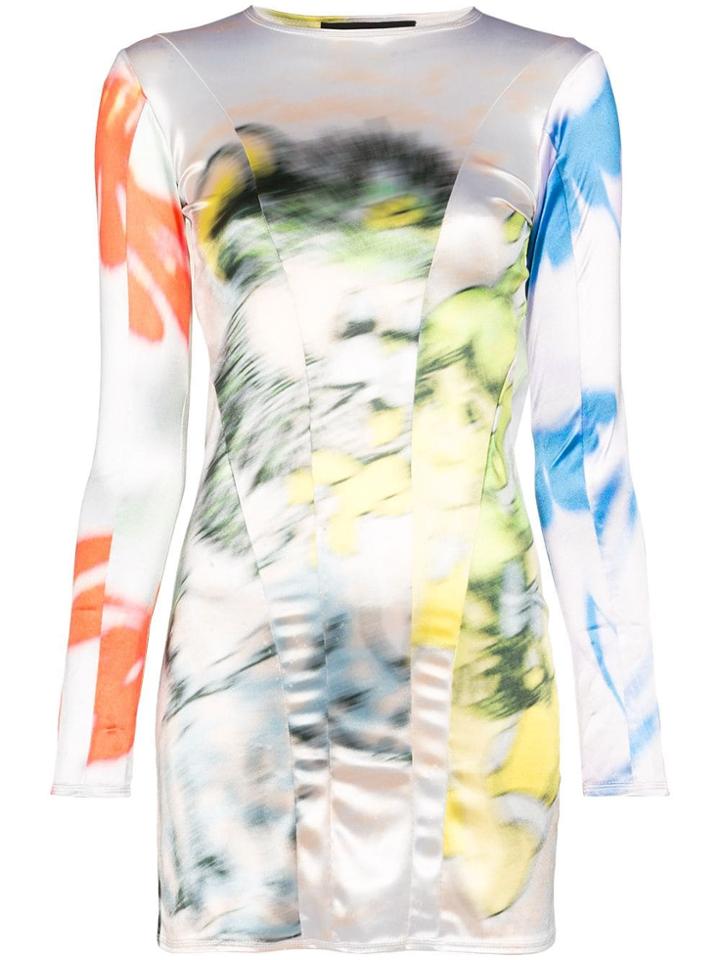 Chopova Lowena Girl Bear-printed Satin Mini Dress - Multicolour