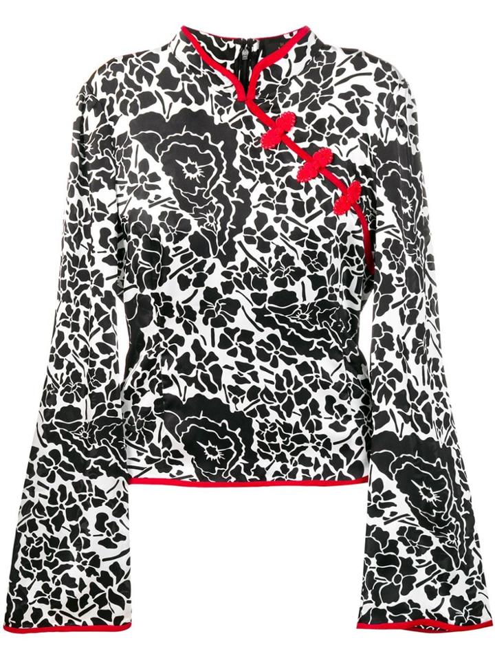 De La Vali Oriental Print Blouse - White