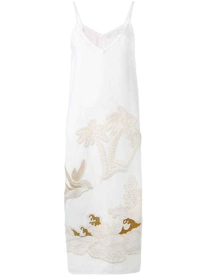 Victoria Victoria Beckham - Embroidered Midi Dress - Women - Silk/polyester - 10, White, Silk/polyester