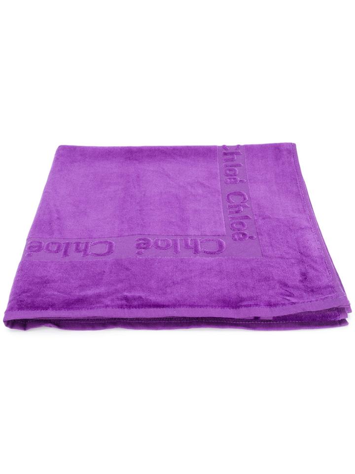 Chloé Logo Trimmed Towel - Pink & Purple