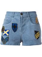 Mr & Mrs Italy Patched Denim Shorts - Blue