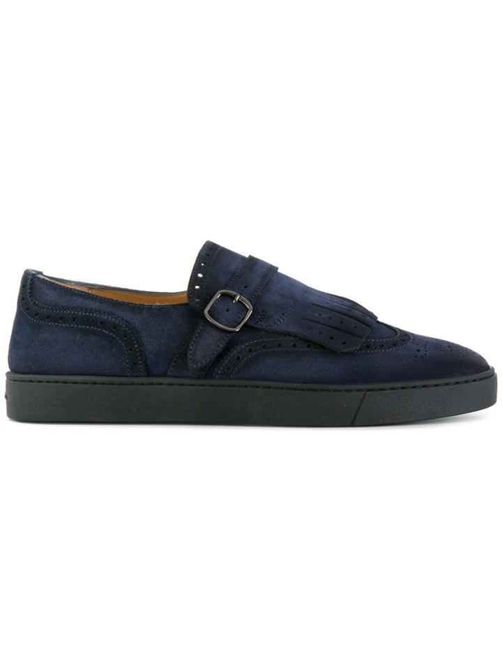 Santoni Fringed Buckle Loafers - Blue