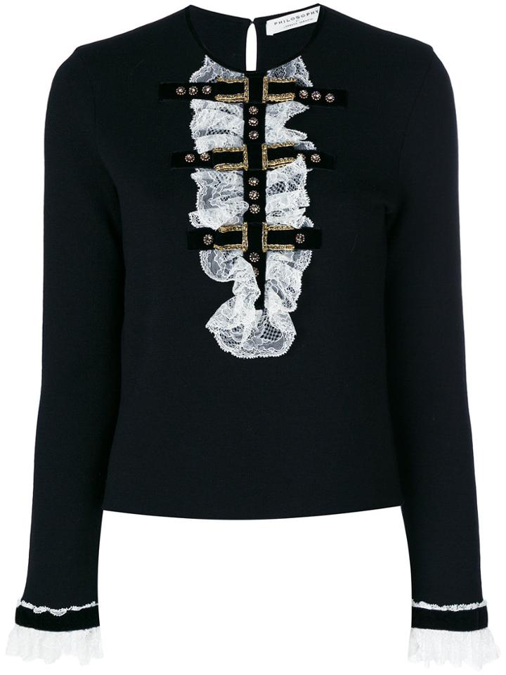 Philosophy Di Lorenzo Serafini Embroidered Neck Top - Black