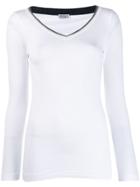 Brunello Cucinelli V-neck Knitted Top - White