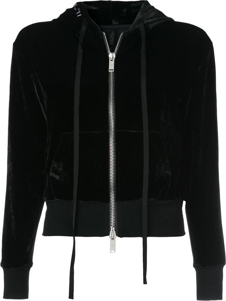 Unravel Project Velour Basic Zip Hoodie - Black